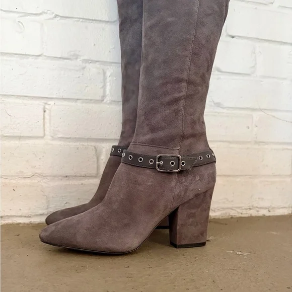 Nine West Women's Sandor Knee High Boots in Dark Grey Suede, SZ 6.5 - Picture 3 of 13